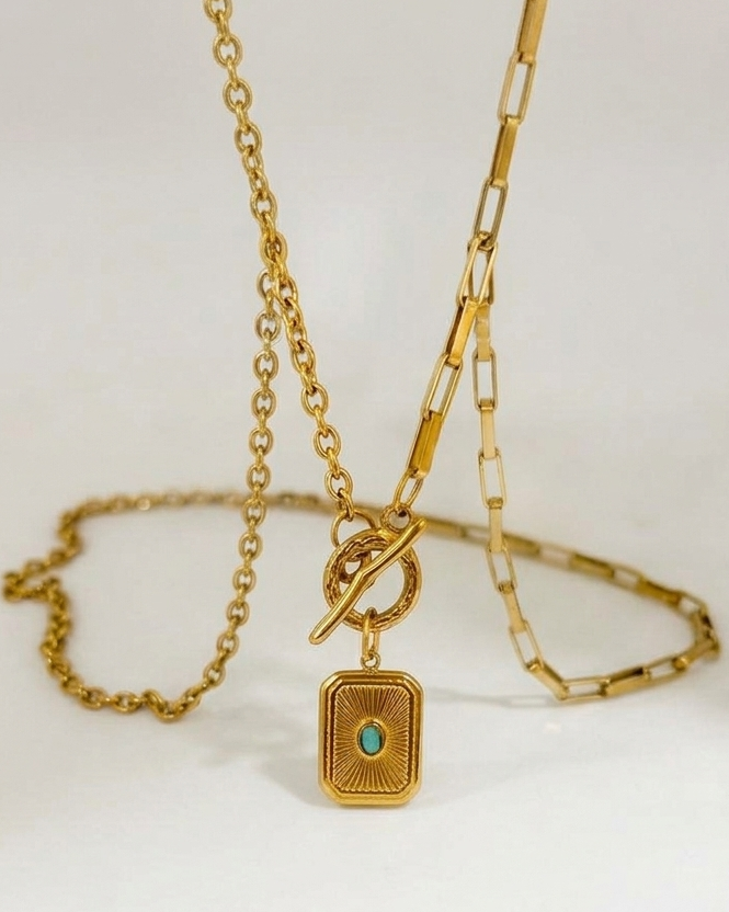 Aurelia Turquoise Toggle Pendant Necklace